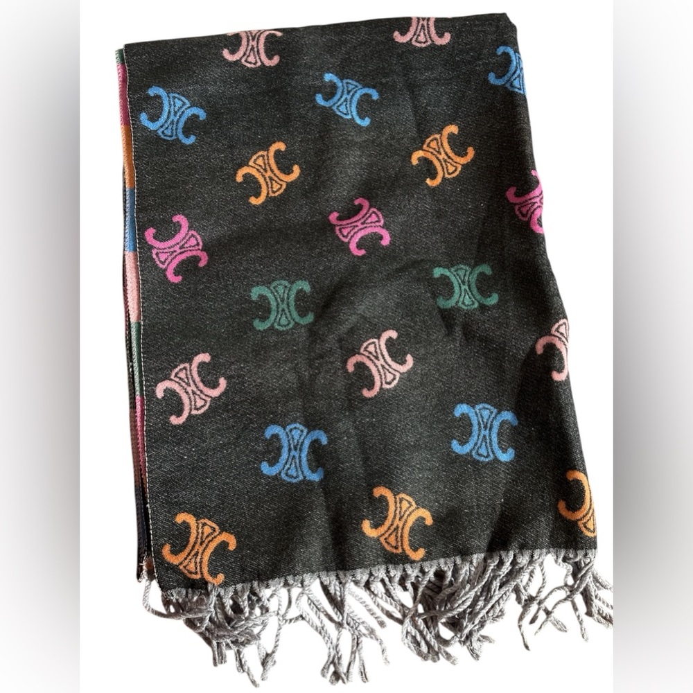 Fashion Lux Multicolor Logo Patterned Scarf